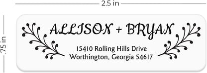 Modern Black and White Rolled Address Labels / 500 Personalized Return Address Labels/Designer Address Stickers in Elegant Plastic Dispenser