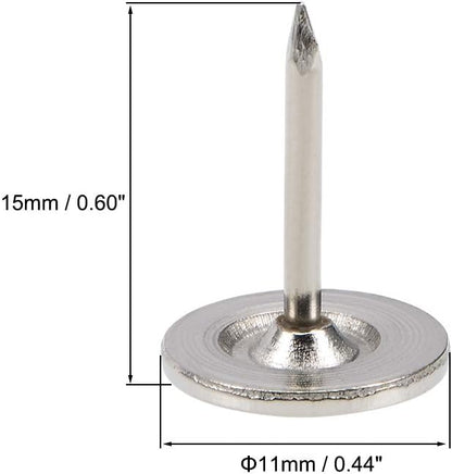 uxcell Upholstery Nails Tacks 11mmx15mm Flat Head Furniture Nails Pins Silver Tone for Furniture Sofa Headboards, 50 Pcs