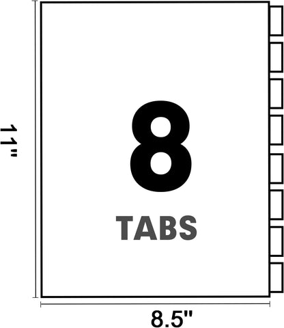 Binder Divider, PANDRI 120 Pack Binder Index Dividers with 8 Insertable Multicolor Big Tabs, Letter Size Paper Binder Divider for School Office Home Business