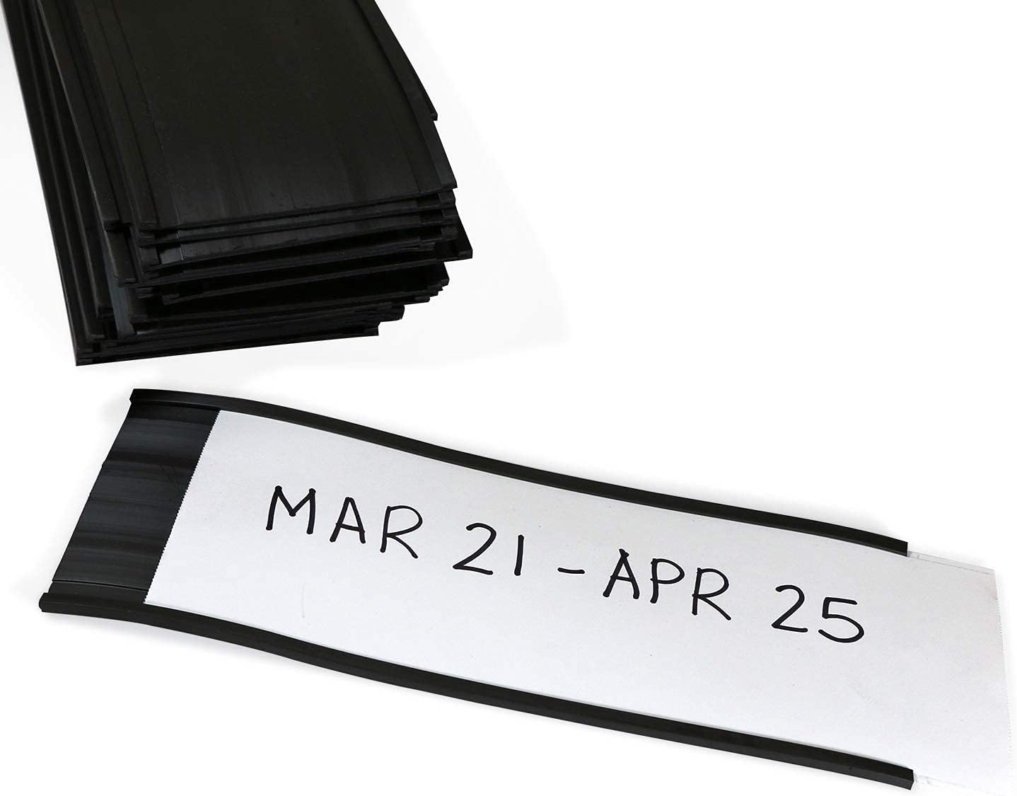 SmartSign (10-Pack) Magnetic C Channel Card Label Holders - 3" x 8" Metal Racks and Shelf Label Holders with Paper Inserts