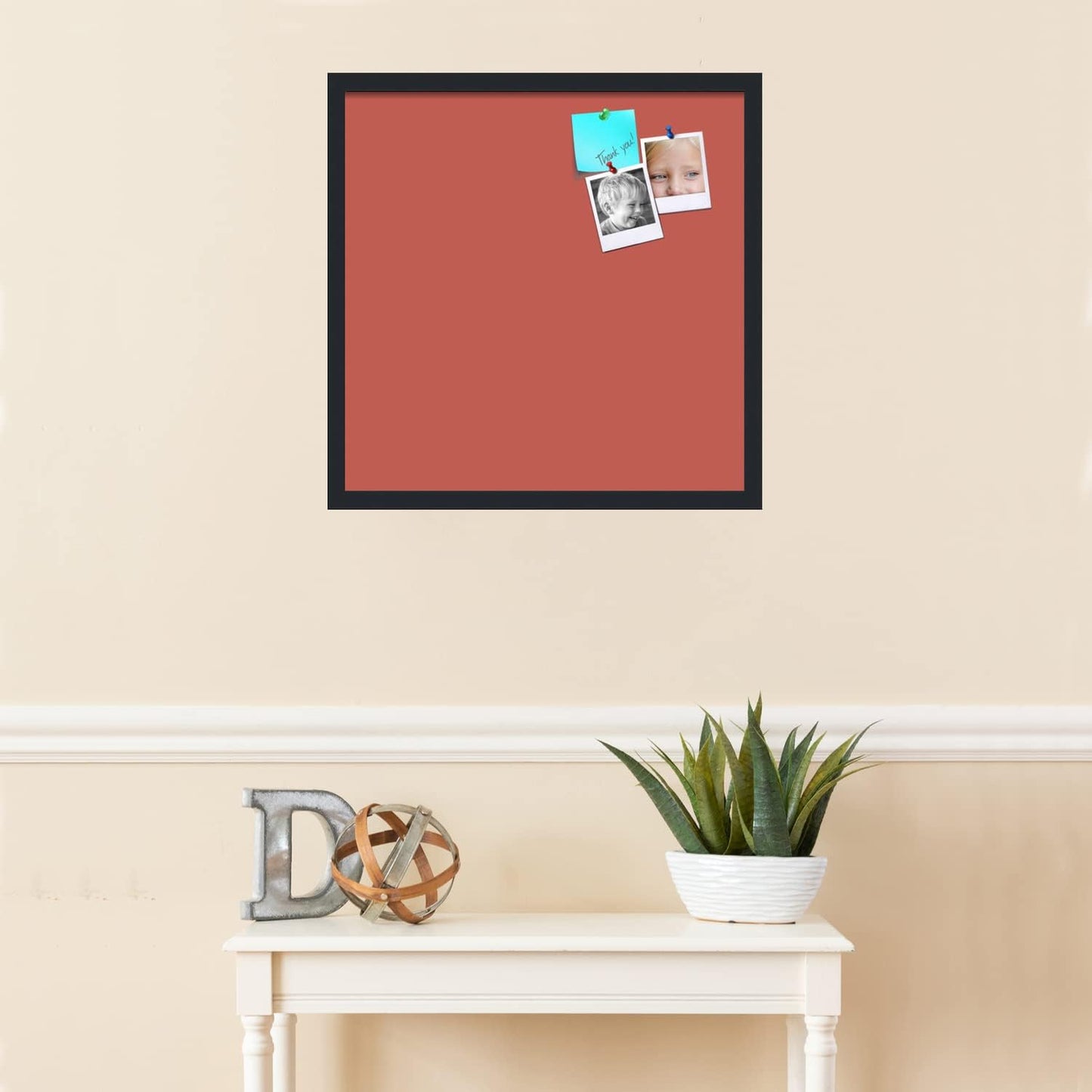 PinPix 22x22 Inch Cork Bulletin Board. This Decorative Framed Pin Board Comes with Crimson Pastel Design and a Satin Black Frame. Ideal for Home Office Decor or Message Board (PinPix-1807)