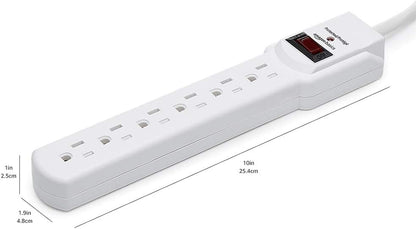 Amazon Basics Surge Protector Power Strip, 6-Outlet with 200J Protection, 2ft Extension Cord, Rectangle, White (20 Pack)