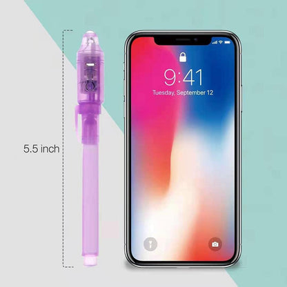 Invisible Ink Pen, Upgraded Spy Invisible Ink Pen with UV Light Magic Marker for Secret Message and Kids Christmas Goodies Bags Toy (6pcs)