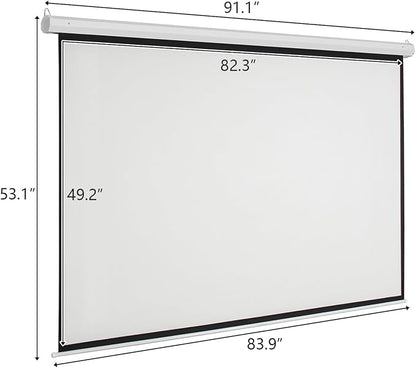 Motorized Projector Screen with Remote Control, No Wrinkles, Without Dents, HD Screen, for Home Theater Office Classroom TV Usage (92inch 16:9)