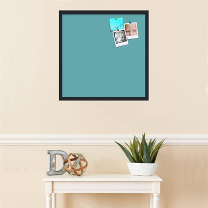 PinPix 24x24 Inch Cork Bulletin Board. This Decorative Framed Pin Board Comes with Aqua Pastel Design and a Satin Black Frame. Ideal for Home Office Decor or Message Board (PinPix-1806)