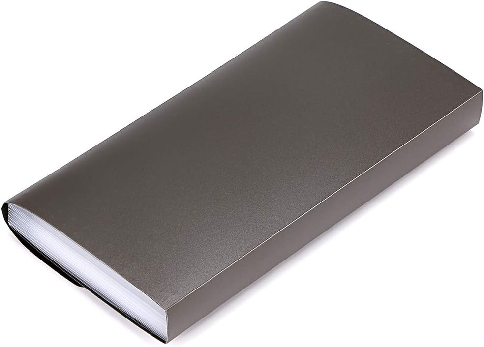 BTSKY Expanding File Folder -13 Pockets Small Accordion File Folder Expandable Card Ticket Holder File Storage Folder Check Bill File Folder Plastic Business Document Organizer Wallet Case New Grey