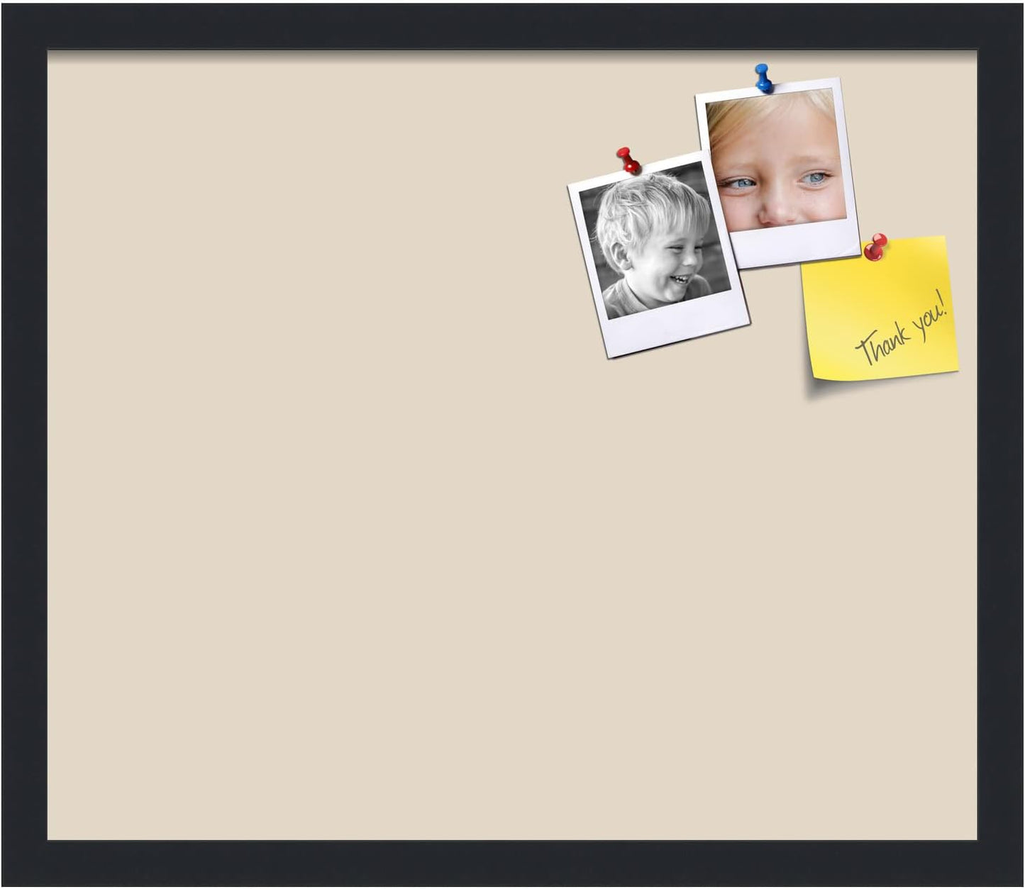 PinPix 20x17 Inch Cork Bulletin Board. This Decorative Framed Pin Board Comes with Desert Pastel Design and a Satin Black Frame. Ideal for Home Office Decor or Message Board (PinPix-1815)