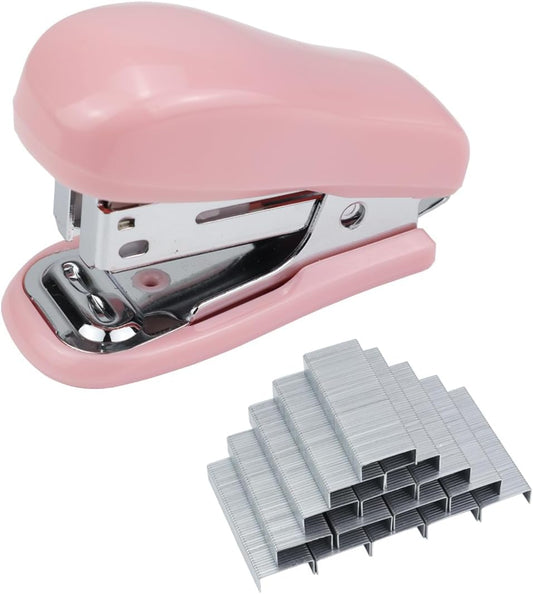 Mini Desktop Stapler Set,20 Sheet Capacity,Includes Built-in Staple Remover and 750PCS No.12 Staples,Small Cute Stapler for Office and School Supplies (Pink)