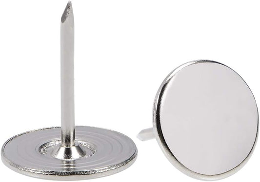 uxcell Upholstery Nails Tacks 16mmx20mm Flat Head Furniture Nails Silver Tone for Furniture Sofa Headboards, 100 Pcs