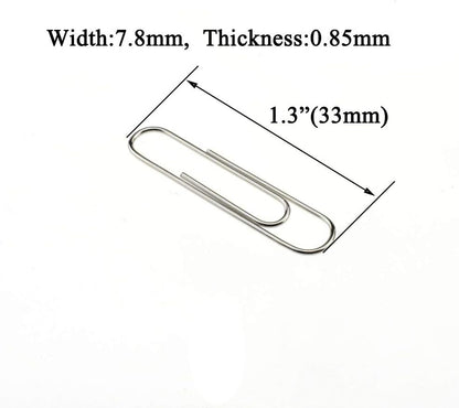 HAHIYO Paper Clips Sturdy 1.3”(33mm) Length 280 Pack Paperclips Heavy Duty Tight Grip Rust Proof Reusable Metal Bright Silver for Home Office School