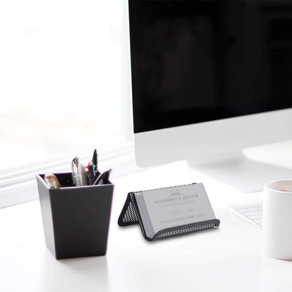 Rocutus 8pcs Business Card Organizer - Metal Card Holder, Desk Display - Black Mesh