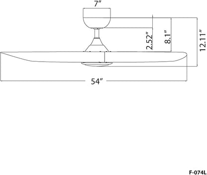 WAC Lighting Swirl 3-Blade Aluminum Smart Ceiling Fan in Matte Black/Brown