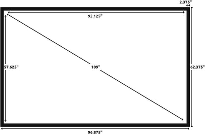 Silver Ticket Products STR Series 6 Piece Home Theater Fixed Frame 4K / 8K Ultra HD, HDTV, HDR & Active 3D Movie Projection Screen, 16:10 Format, 109" Diagonal, White Material STR-1610109