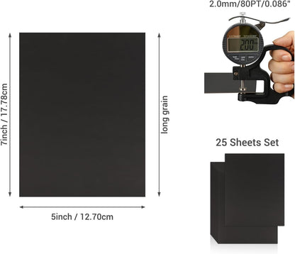 25 Pcs Book Board, Binder Board, Cover Board, Heavy Duty Chipboard for Book Binding, DIY Cardboard (Black, 5 x 7 Inch 80PT)