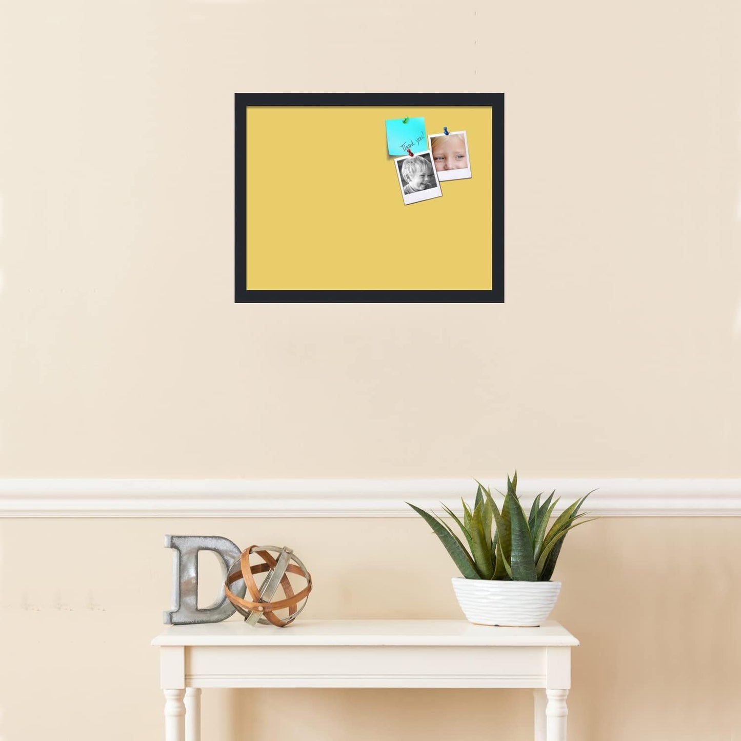 PinPix 20x15 Inch Cork Bulletin Board. This Decorative Framed Pin Board Comes with Honey Pastel Design and a Satin Black Frame. Ideal for Home Office Decor or Message Board (PinPix-1810)