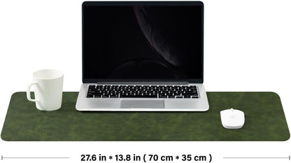 Distressed Leather Desk Mat - Non-Slip PU Desk Pad for Office and Home - Desk Organization and Accessories - Ideal for Large Mouse Pad and Desk Mats on Top of Desks(Forest Green,27.6"x 13.8")