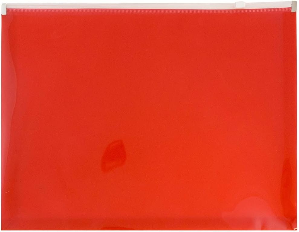 JAM PAPER Plastic Envelopes with Zip Closure - Letter Booklet - 9 3/4 x 13 - Red - 12/Pack