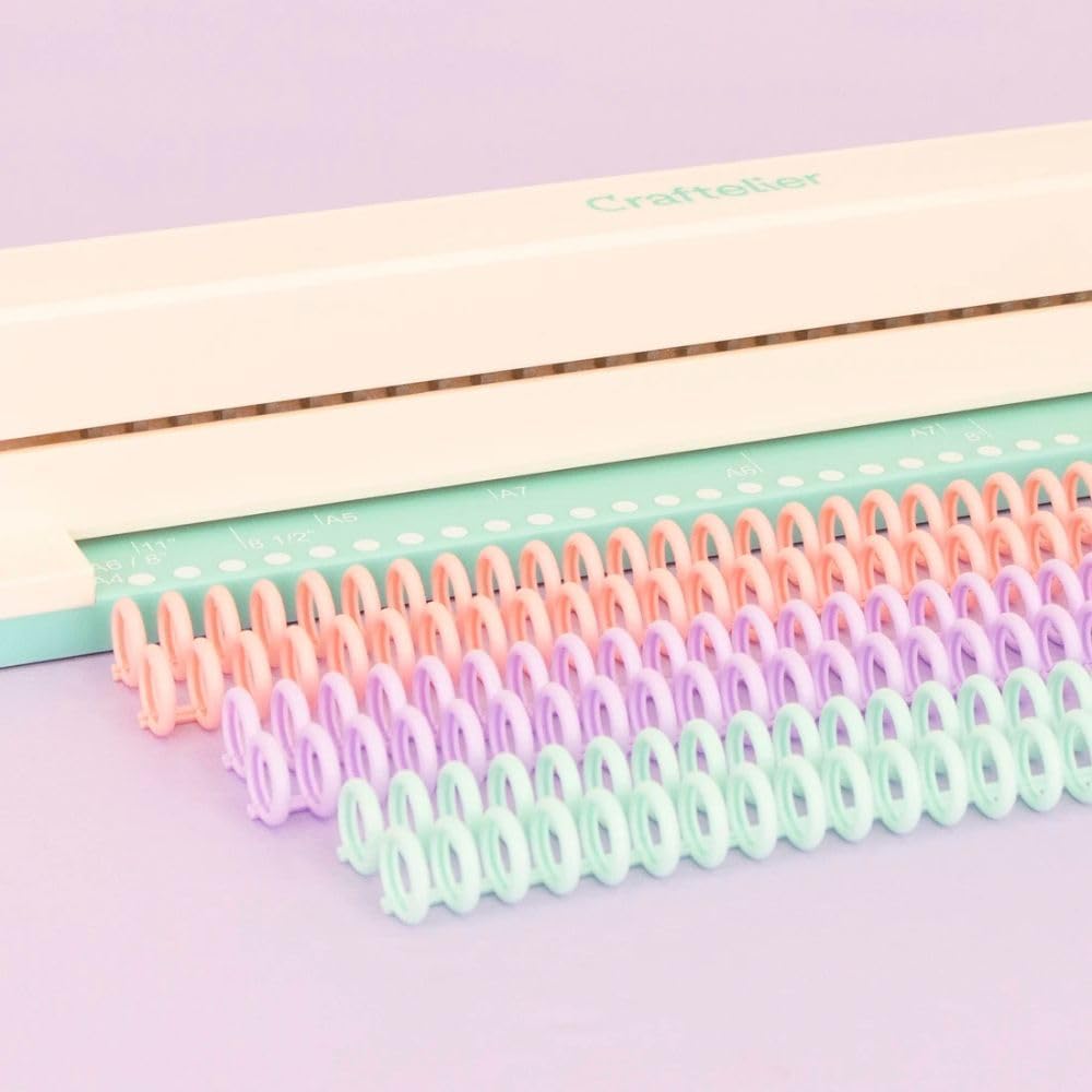 Craftelier - Click Binding Spines 3:1 Pitch - Pastel Tones - Easy Zip Binding - Reusable, Trimmable Coils for Up to 85 Sheets -12 mm. (0.47") Diameter - 6-Pack for A4 to A7 and US Letter Sizes