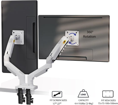 NB North Bayou Dual Monitor Desk Mount Stand Full Motion Swivel Computer Monitor Arm for Two Screens 17-27 Inch with 4.4~19.8lbs Load Capacity for Each Display F160-W