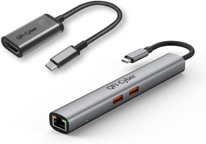 6-in-1 USB-C Hub Bundle with Portable USB-C to HDMI Adapter (4K)