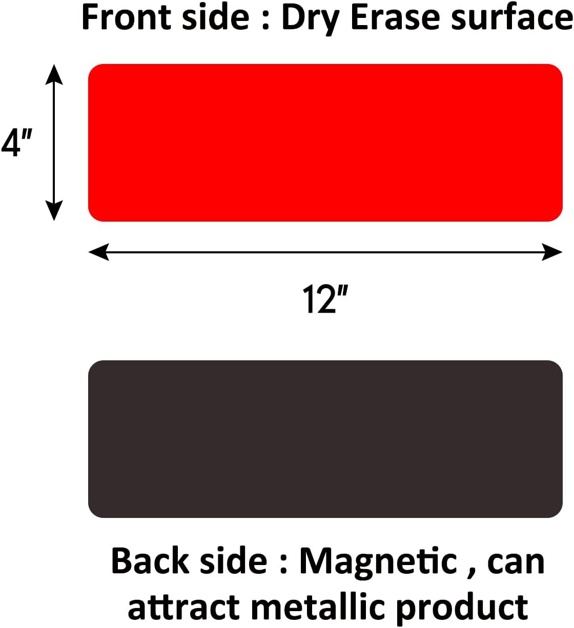 Dry Erase Magnetic Labels Large 12"x 4", Big Magnetic Labels for Whiteboards School Classroom Office Home,Pack of 10
