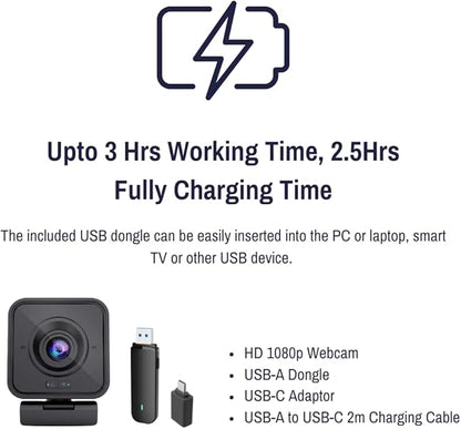 Project Telecom 1080p Wireless Webcam with Microphone – USB PC Camera for Laptop & Desktop Full HD Streaming Web Camera for Video Calls, Zoom, Remote Meetings – Plug & Play USB Web Cam