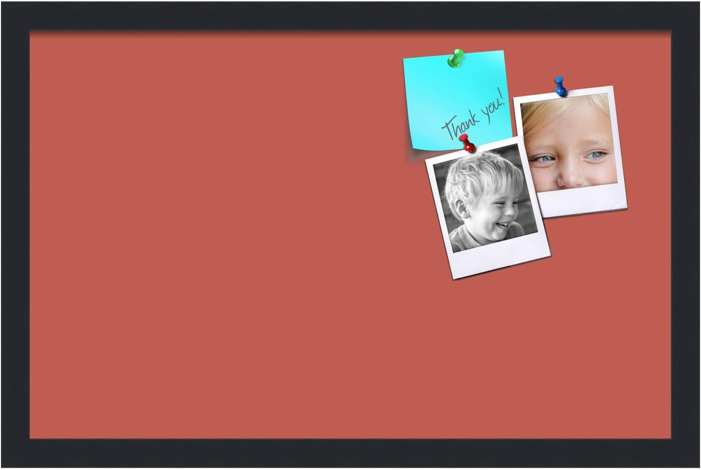 PinPix 22x14 Inch Cork Bulletin Board. This Decorative Framed Pin Board Comes with Crimson Pastel Design and a Satin Black Frame. Ideal for Home Office Decor or Message Board (PinPix-1807)