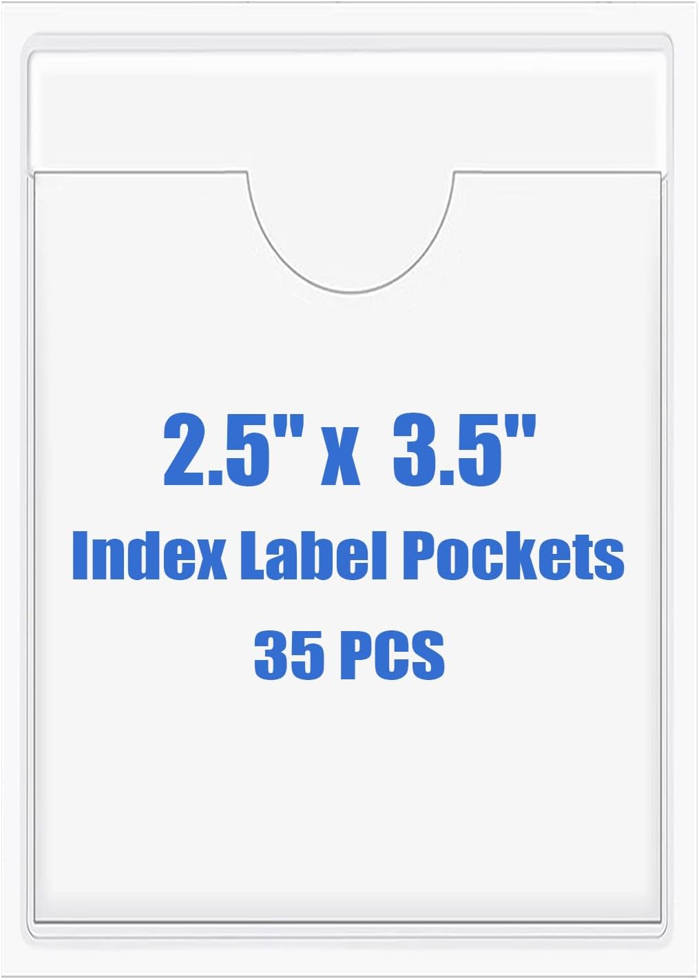 Origin-Joy 35 PCS Self Adhesive Index Card Pockets with Top Open, Clear Plastic Label Holder for Notes, Library and Business, Adhesive Label Pockets & Holder (2.5 x 3.5 inch)