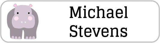 Name Bubbles - Custom Small Rectangle Name Labels for Kids (64 Labels) - Personalized Waterproof Name Stickers for Daycare, Lunch Boxes, Water Bottles, Shoes, School Supplies, & Camp (Zoo Animals)