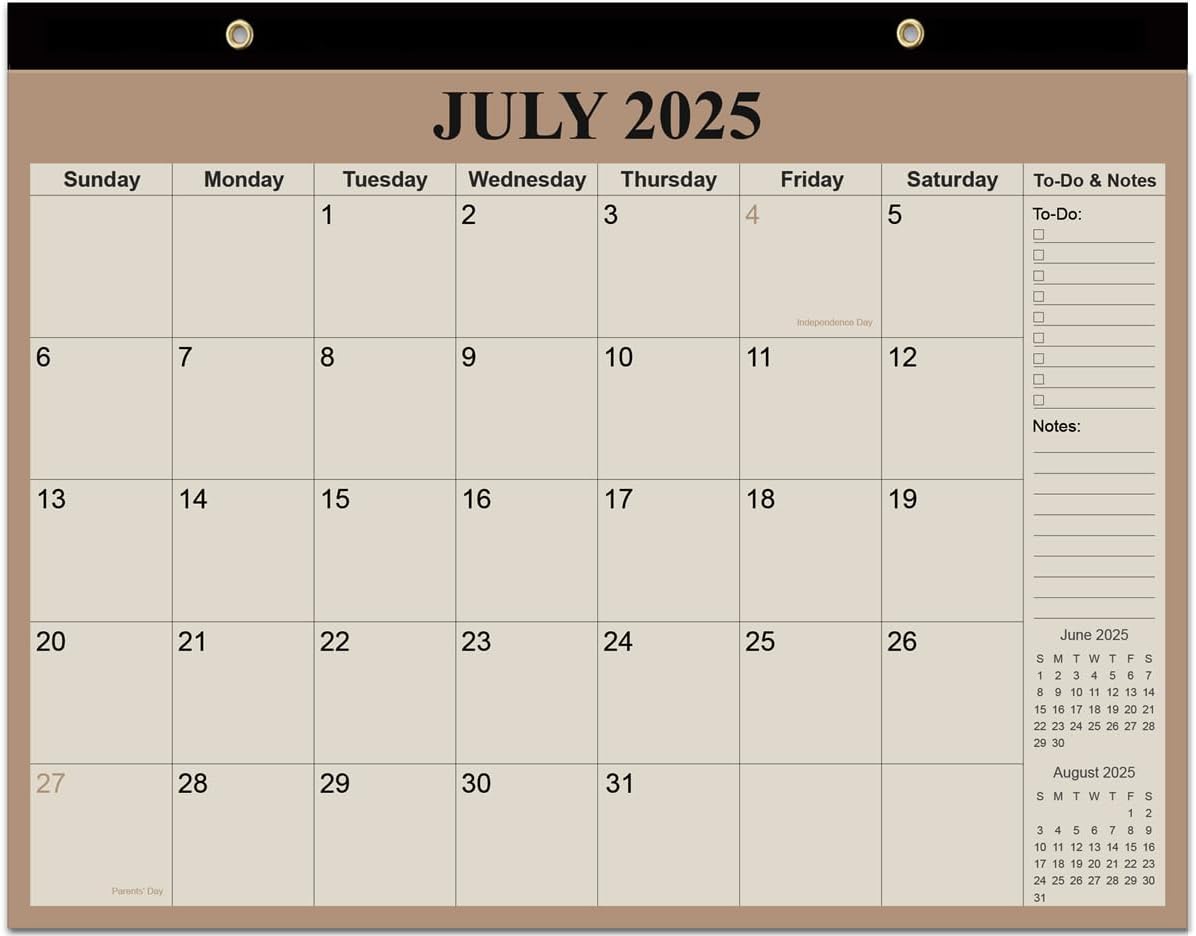 Desk Calendar 2025-2026 - 18 Months Calendar from July 2025 to December 2026, Calendar 2025-2026 with Thick Paper for Office Home School Organizing, 14" X 11", Beige