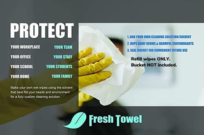 Fresh Towel Mix-N-Wipe Dry Wipes Refill, 2-Pack (220 Sheets) – Make Your Own Wet Wipes – 6" x 9" Sheets – Bulk Paper Towels