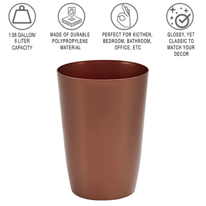 HOLDN’ STORAGE Small Trash Can - 1.58 Gallon Open Top Waste Bin, Compact Waste Can Perfect for Bathroom, Kitchen, Office, Dorm - Durable Garbage Can - Copper