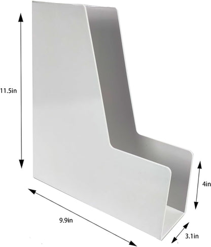 Vertical File Holder, 2 pack Plastic Document Organizer and Magazine Organizer, Multi-purpose Document Organizer for Home Office (White)