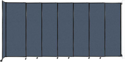 Wall-Mounted Sliding StraightWall Room Divider | Adjustable Widths | Locking Wheels | Room Separator | Up to 15'6" Wide x 7'6" Tall Ocean Fabric Panels