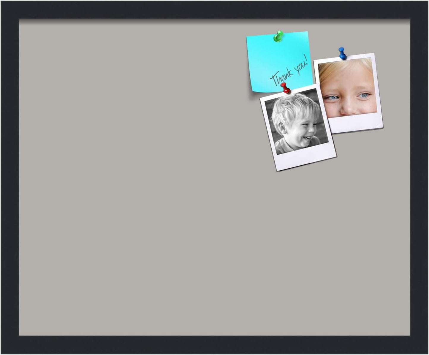 PinPix 21x17 Inch Cork Bulletin Board. This Decorative Framed Pin Board Comes with Dark Stone Design and a Satin Black Frame. Ideal for Home Office Decor or Message Board (PinPix-1808)