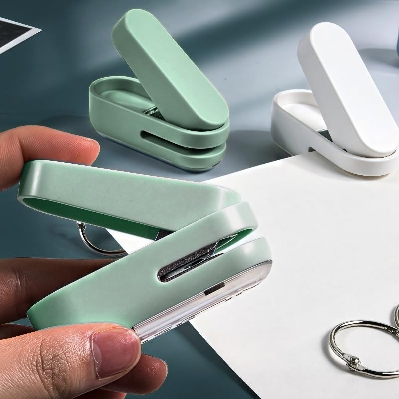 Magnoloran 2 Pack Single Hole Punch, 1/4 inch Mini Small Hole Puncher Heavy Duty Paper Hole Puncher Small Hole Punch One Hole Puncher for Crafts Paper Cards Tags Scrapbook-White&Green