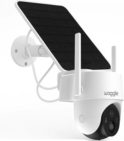 Waggle 4G LTE Solar Security Camera, 2K Wireless Outdoor Camera, No Wi-Fi Needed, 350° Pan 90° Tilt, PIR Motion Detection, AOV, Ultra Vision Day & Night - Subscription Required - Truly Unlimited Data