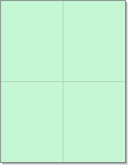 8-1/2" x 11" Laser/Inkjet Postcards 4 Per Page, (4-1/4" x 5-1/2" Each Card | Green, 200 Cards)