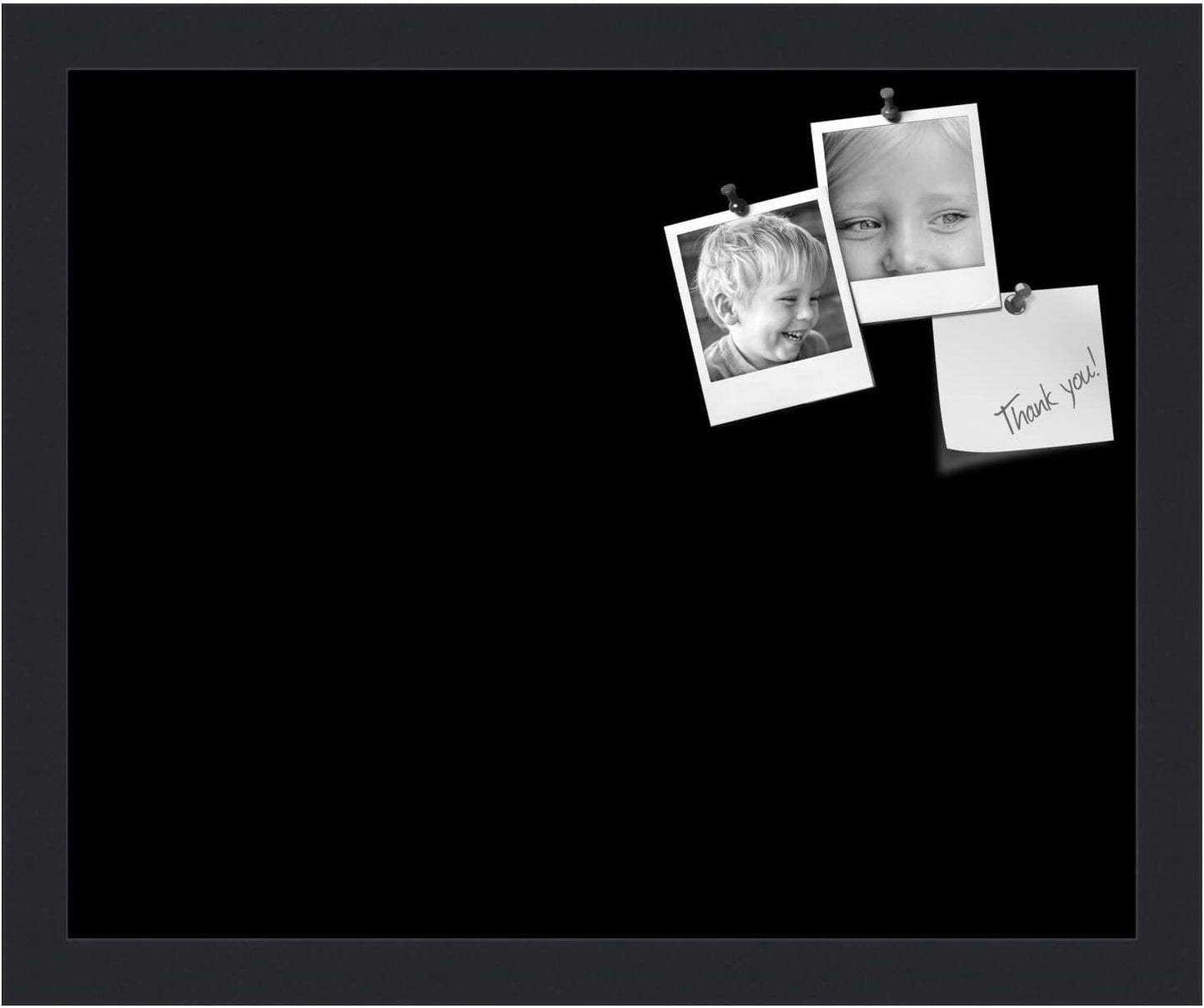 PinPix 16x13 Inch Cork Bulletin Board. This Decorative Framed Pin Board Comes with Solid Black Design and a Satin Black Frame. Ideal for Home Office Decor or Message Board (PinPix-622)