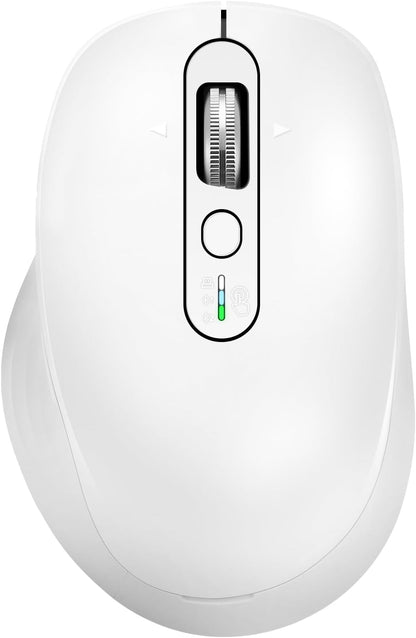 Multi-Device Wireless Bluetooth Mouse, 2.4G USB Receiver and Two Bluetooth, 4-Way Navigation Mice for Computer, Laptop, PC, MacBook, iPad (White)