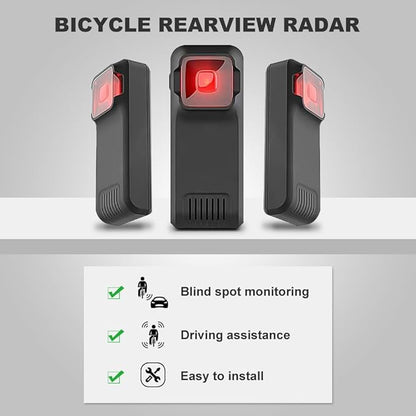 BY-J Bike Radar Tail Light, Visual and Audible Alerts for Approaching Vehicle, Compatible with Garmin Wahoo Bike Computers & Smartphone