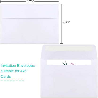 Joyberg 70 Packs A4 Envelopes, White, 4x6 Photo, Self Seal for Invitations, Weddings, Baby Shower, Photos, Postcards, Greeting Cards, Mailing