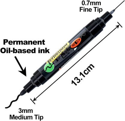 TRANSON 2 Black Dual-tip Permanent Paint Markers Oil Based Waterproof