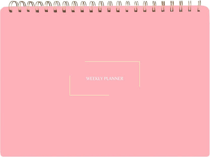 Undated Weekly Planner | 8.25” x 11.75” Work To-Do Notebook | ADHD Academic Organizer | Multi-Layout | Men and Women Planner | College Supplies | Pink | Landscape Layout