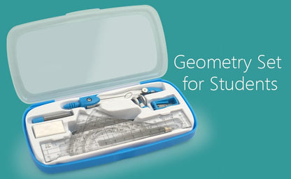 Drafting Compass Kit School Supply Set Featuring Geometry Compass, Protractor, Set Squares, and Ruler – for School Grade Boy snd Girl with Every Piece Compact in Carrying Case, Classic Blue