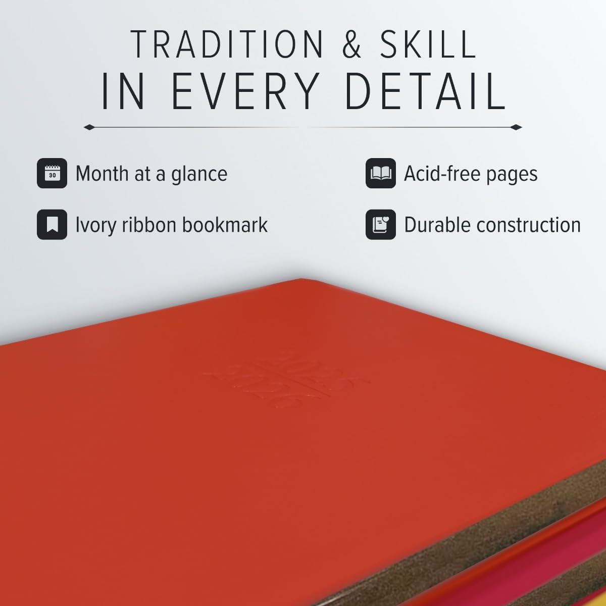 Gallery Leather Academic Planner 2025-2026, Teacher and Student Weekly Monthly Planner, Elegantly Bound Calendar with Gold-Gilded Page Edges, 18 Months - Caribbean Sea Glass - 9x7"