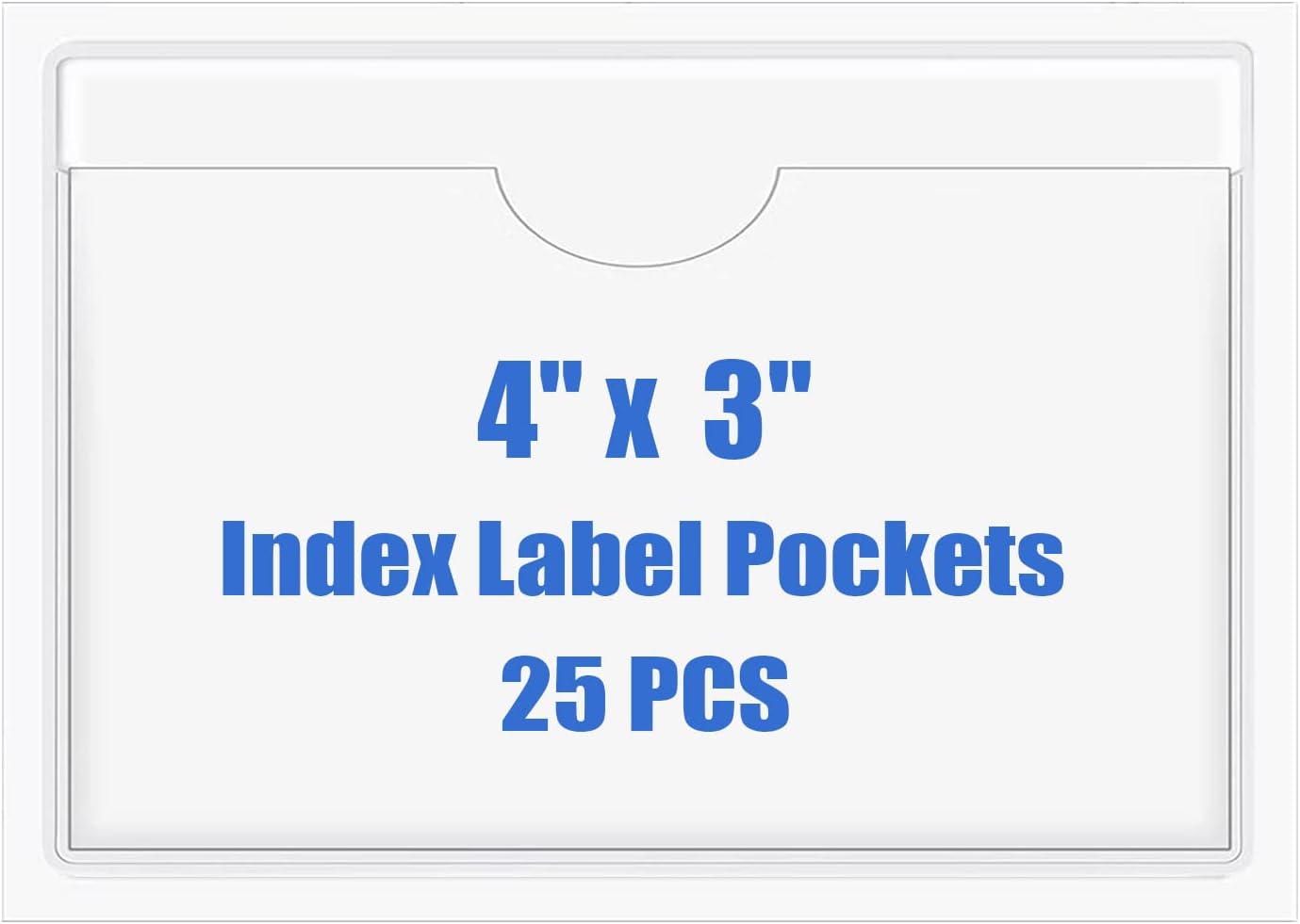 Origin-Joy 25 PCS Self-Adhesive Index Label Pockets, Clear Plastic Peel & Stick Card Holders with Top Open for Loading (4 x 3 inch)