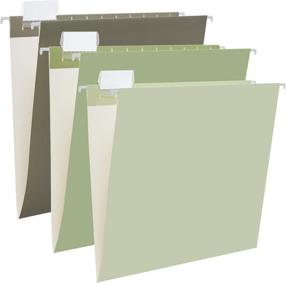 Y YOMA 6 Pack Gradient Hanging File Folders Letter Size Decorative Hanging Folder Pretty File Folder Organizer for Filing Cabinet Office Home with 1/5-Cut Adjustable Tabs, Leaf Green