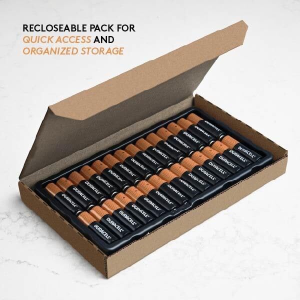 Duracell Coppertop AA Alkaline Batteries with POWER BOOST Ingredients, 28 Count (Pack of 1), Long-Lasting Alkaline, Re-closable for Quick Access and Organized Storage