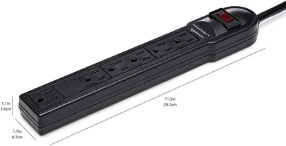 Amazon Basics Surge Protector Power Strip, 6-Outlet, 790 Joules, LED Indicator, 6ft Extension Cord, Black